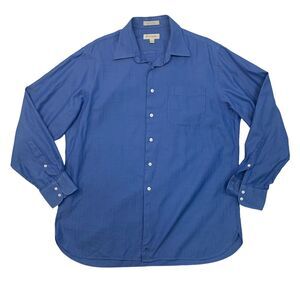 John W Nordstrom Dress Shirt Mens 16.5 Blue Jay Long Sleeve Cotton Button Up